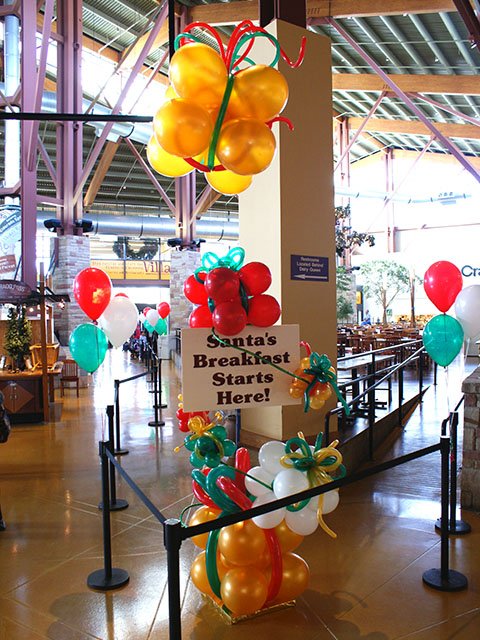 santa balloon presents & signage